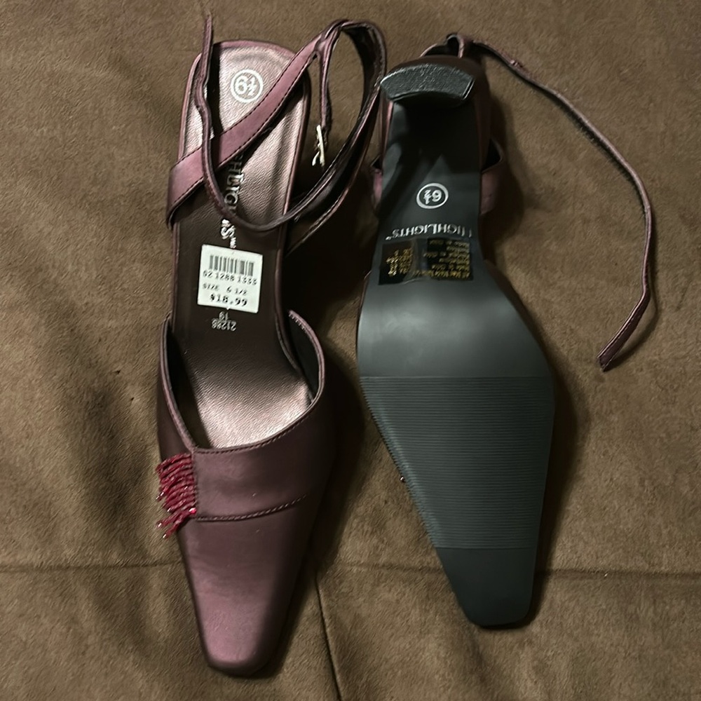 Highlights pointed toe heel